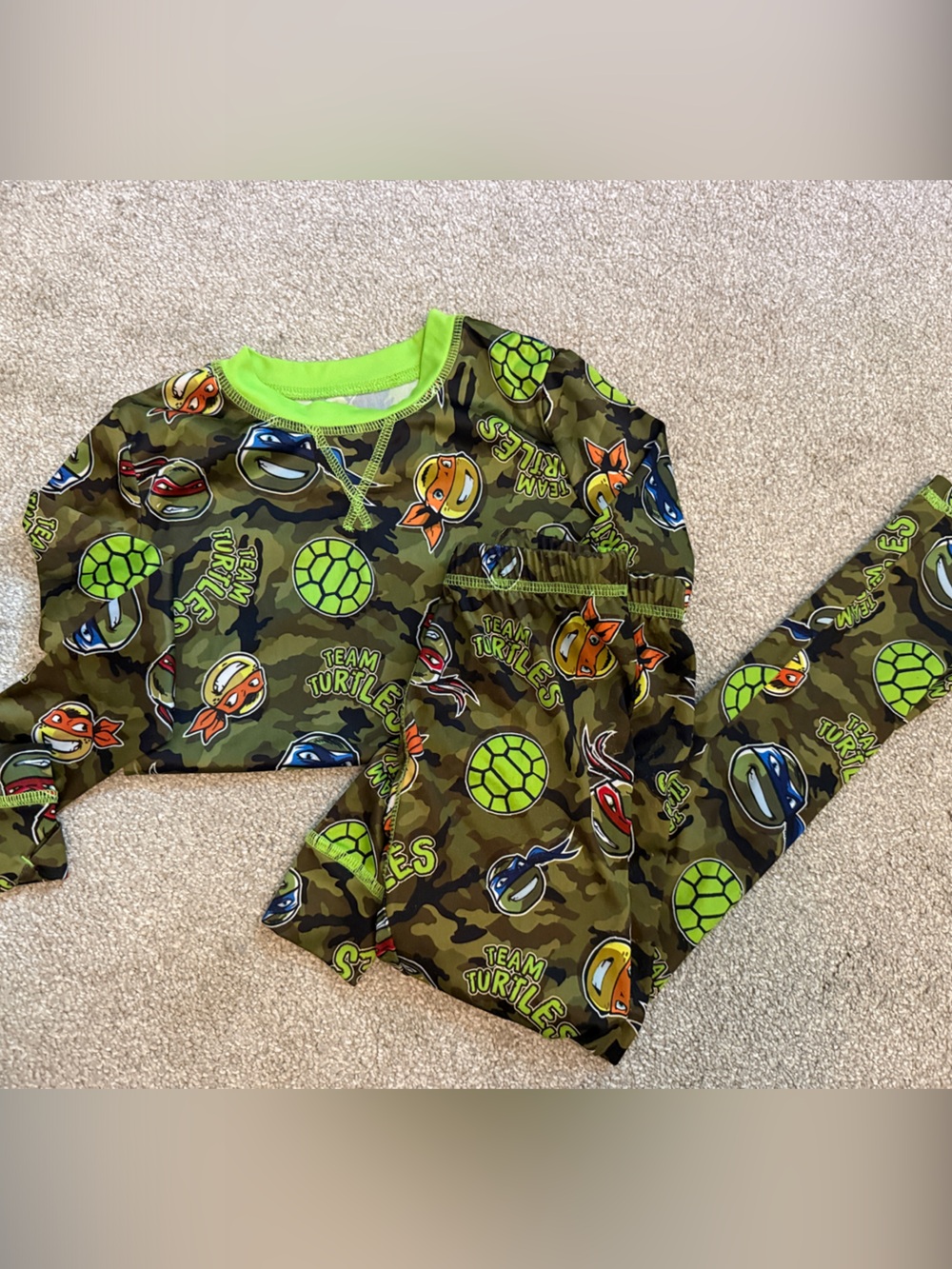 Kids Boys Set Teenage Mutant Ninja Turtles Camouflage Long Underwear Pajama Set